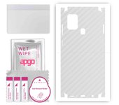 apgo Protective Skin Sticker for the back+sides compatible with Samsung Galaxy A21s, Full Wrap Film, Foil, Vinyl - Pattern Transparent Carbon