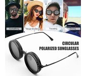 Gafas de sol polarizadas redondas con filtro ND para hombre, con montura ajustable de 1 a 9 velocidades, UV400, para playa, pesca y conducción. negro