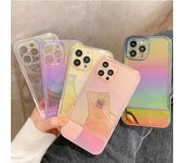 Funda con soporte láser Aurora para iPhone 13, 12, 11 Pro Max, Xs Max, Xr, X, 13 Pro Max, arcoíris, transparente, a prueba de golpes For iPhone XR