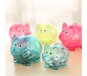 1 caja de plástico transparente para ahorrar dinero, con forma de cerdo de dibujos animados, para decorar el hogar.