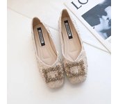 2024 Primavera Verano moda bailarina pisos zapatos de mujer marca señoras zapatos individuales planos 35 beige