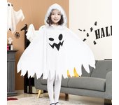 Capa de Halloween para niños, disfraz de elfo fantasma, capucha de felpa esponjosa, mangas de murciélago, para fiesta de niños, casa embrujada, fotos de disfraz S blanco