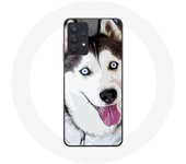 Coque Maniacase pour Samsung Galaxy A32 4G Husky Blanc de Sibérie Yeux Bleus