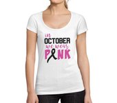 ULTRABASIC - Camiseta Femme col Rond Decollete Concientización sobre el cáncer de mama S blanco