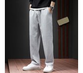 Otoño Casual hombres Jogger pantalones sueltos pierna ancha pantalones de chándal cintura elástica bolsillos con cordón pantalones deportivos S gris
