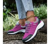 Nuevas zapatillas de tenis de suela blanda y cómodas para mujer, para correr al aire libre, con cordones, ligeras, informales, para senderismo, tenis para mujer 36 gris