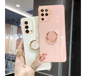 Reno5 Reno6 Funda de lujo con soporte de anillo chapado para Oppo Reno 5 6 Lite 10 Pro 7 8 9 4g Reno10 Funda trasera de silicona con soporte Reno7 5lite Reno 5 Lite
