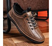 Zapatos casuales de moda para hombre, mocasines planos para caminar, zapatillas cómodas sin cordones, zapatos de trabajo hechos a mano con suela suave, calzado retro 38 caqui