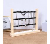 Expositor de joyas con base de madera, organizador para pendientes, colgantes y pulseras. blanco