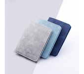 Cartera de moda para hombre y mujer, tarjetero para identificación y crédito, cartera para hombre, tarjetero para varias tarjetas, cartera pequeña de dos pliegues, monedero negro y gris azul oscuro