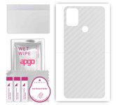 apgo Protective Skin Sticker for the back compatible with Wiko View5 Plus, Wrap Film, Foil, Vinyl - Pattern Transparent Carbon