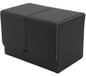 Caja para baraja de cartas de cuero PU con cierre magnético, organizador para almacenamiento de cartas, capacidad para 160 cartas para intercambio negro rojo
