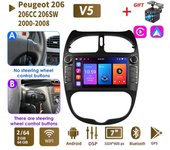 Radio de coche Android 2 DIN para PEUGEOT 206 206CC 206SW 2000-2008 Reproductor multimedia automático WIFI GPS Autoradio Carplay Navi 2 + 64 GB 1+32GB,A