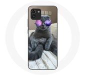 Coque Samsung Galaxy A03 Chat avec Lunettes de vue violettes