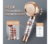 Juego de ducha con palanca turboalimentada de tres velocidades, boquilla de ducha, manguera de ducha, calentador de agua 1* Shower Head oro