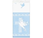 Unique Party Mantel de bautismo/bautizo con cruz de plástico One Size blanco/azul