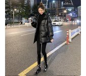 Chaqueta grande de otoño e invierno para mujer, chaqueta holgada, abrigo con capucha 3XL negro