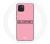Coque pour Samsung Galaxy A03 Blackpink Groupe de K-pop Logo Fond Rose