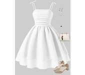 Vestido de moda para niñas, verano 2025, princesa infantil, con lazo y cuello halter. 130cm=8Y blanco