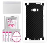 apgo Protective Skin Sticker for the back+sides compatible with Samsung Galaxy S8, Full Wrap Film, Foil, Vinyl - Pattern Carbon Black