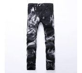 Jeans Moda para Hombre Pantalones con Estampado de Cabeza de Lobo Jeans de Tiro Medio Pantalones Casuales de algodón elásticos de Invierno S negro