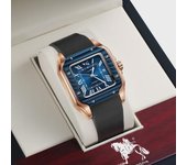 Reloj mecánico automático Santos para hombre, resistente al agua, con diseño de esqueleto romano.
