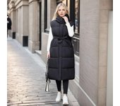 Chaleco largo para mujer, chaqueta holgada de algodón sin mangas para otoño e invierno, chaqueta cálida M negro