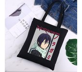 Noragami de Anime japonés Kawaii Stray God YATO, bolsas de compras con estampado de lienzo negro, bolso de mano informal a la moda para chicas 24*26cm