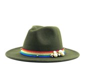 Nuevo Sombrero Fedora de lana para hombres y mujeres con cinta con perlas Caballero elegante señora invierno otoño ala ancha Iglesia Panamá Sombrero Jazz Cap 55-58CM