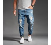 Pantalones vaqueros con cordón de primavera para hombre, vaqueros de mezclilla con agujeros de talla grande, pies pequeños, pantalones de marea, pantalones de pierna, pantalones sueltos de arlequín de talla grande 28 negro