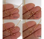 Constelación minimalista joyería estrella zodiaco collar de clavícula signo elegante mujer regalo de cumpleaños Aries oro