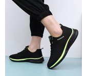 Zapatos deportivos de punto de malla transpirable para hombre Zapatillas de deporte casuales de moda con cordones unisex 35 negro