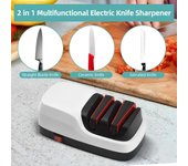 Afilador de cuchillos eléctrico Sistema de afilado de cuchillos de 2 etapas para afilar y pulir cuchillos rápidamente EU Plug E002 blanco