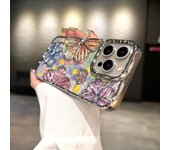 Funda de teléfono con revestimiento de flores y pintura al óleo vintage para iPhone 11 12 13 14 15 Pro Max 11 Pro Max 12 Pro Max 13 Pro 14 Pro Funda de TPU suave a la moda para mujer iPhone 15 Pro Max negro