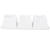 Innovador juego de tazas para beber con forma de botón de teclado y bandeja para uso doméstico, color blanco.