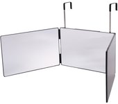 Espejo de 3 vías para cortarse el pelo uno mismo Espejo de corte de pelo triple de 360 grados para hombres y mujeres, espejo de tocador de maquillaje negro
