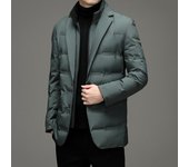 Chaqueta cálida de dos piezas falsa de invierno para hombre, chaqueta cálida de ocio para negocios, chaqueta de plumón con cuello alto M