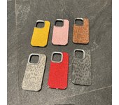 Funda de teléfono con estampado de leopardo y bisel chapado de lujo para iPhone 11, 12, 13, 14, 15, 16 Pro Max Plus, carcasa trasera a prueba de golpes con orificio grande iPhone 16 Pro Max negro