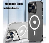 Funda con soporte Magsafe para iPhone 16 Pro Max, cargador inalámbrico, Magsafe, para Apple 15, 14, 13, 12 y 16 Pro, soporte invisible, tapa abatible para lente. For iPhone 16 Pro Max negro