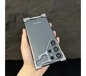 Funda metálica irregular con película protectora para Samsung S23 S24 Ultra Plus/iPhone 15 14 13 12 Pro Max/Xiaomi 14 Pro, parachoques de aluminio desnudo a prueba de golpes For Samsung 24 plata