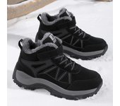Botas de nieve antideslizantes para hombre al aire libre 2024, zapatos casuales gruesos y cálidos para hombre, zapatos de senderismo de invierno, botas impermeables de terciopelo de gran tamaño 36 negro