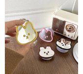 Soporte para teléfono espejo de maquillaje Combo fuerte adherencia Adorable diseño de conejo soporte compacto para teléfono con espejo marrón