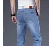 Pantalones vaqueros para hombre, holgados, de corte recto, elásticos, largos, de alta gama, ligeros, de verano, recién llegados 28