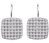 Altesse [Q7519] - Boucles argent 'Sissi' blanc argenté (rhodié) - 10x10 mm blanco