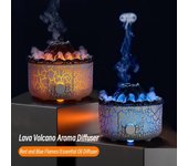 Difusor de aromaterapia Volcán, humidificador ultrasónico con anillo de humo y lámpara de llama, control remoto, difusor de aceites esenciales. US negro