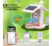 Cámara inteligente con alimentador de pájaros WIFI, captura automática de vídeo de aves y detección de movimiento en tiempo Real, 1080P beige