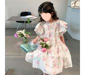 Elegante vestido floral de princesa para niña de verano 2024: una tendencia dulce y encantadora. 160 cm