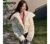 Chaqueta gruesa de algodón holgada corta de talla grande para mujer de invierno S rojo rosa