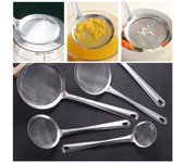 Colador de aceite, espumadera, colador de malla fina, colador de harina de acero inoxidable, tamiz, herramientas de cocina S