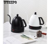 Hervidor de agua eléctrico de acero inoxidable con goteo manual, tetera de cuello de cisne de boca larga de 800 ml, calentador para hervir agua UK blanco